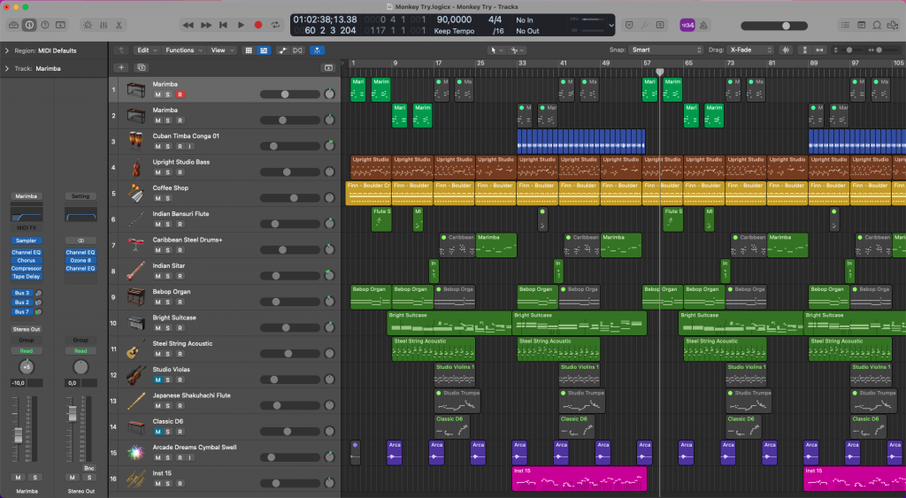 Logic Pro project screen